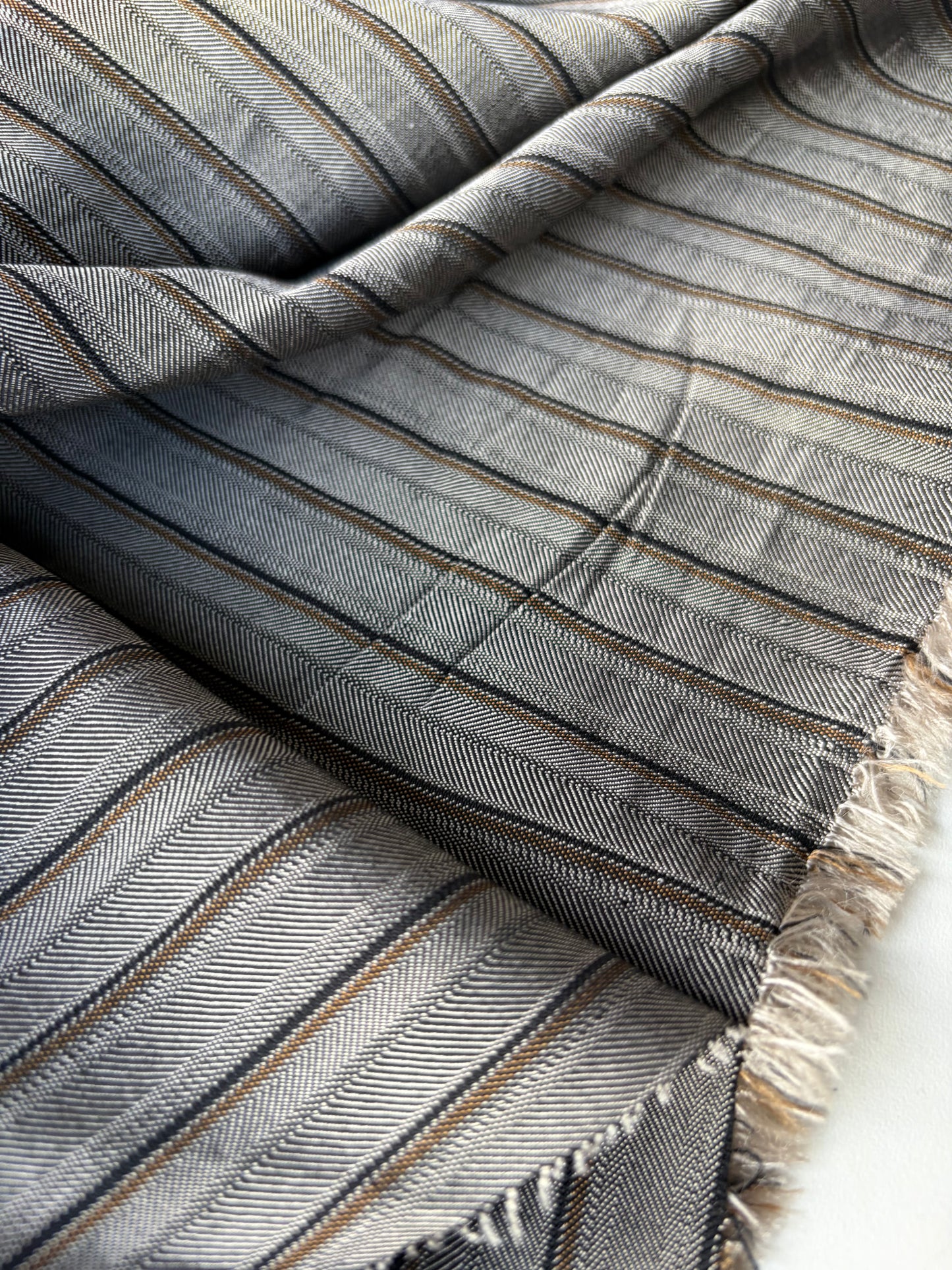 ISE 003 shiny striped suiting fabric with cotton