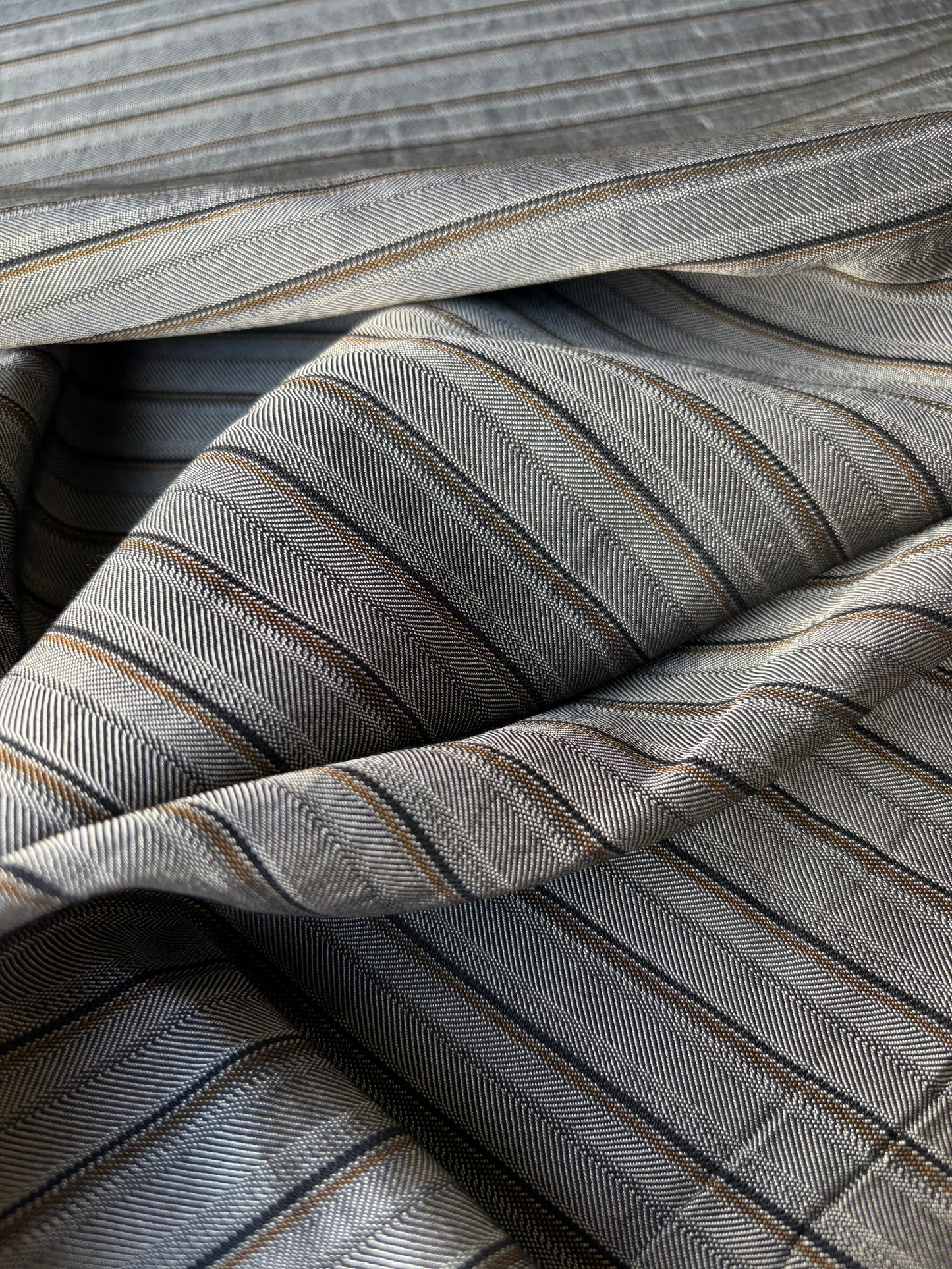 ISE 003 shiny striped suiting fabric with cotton