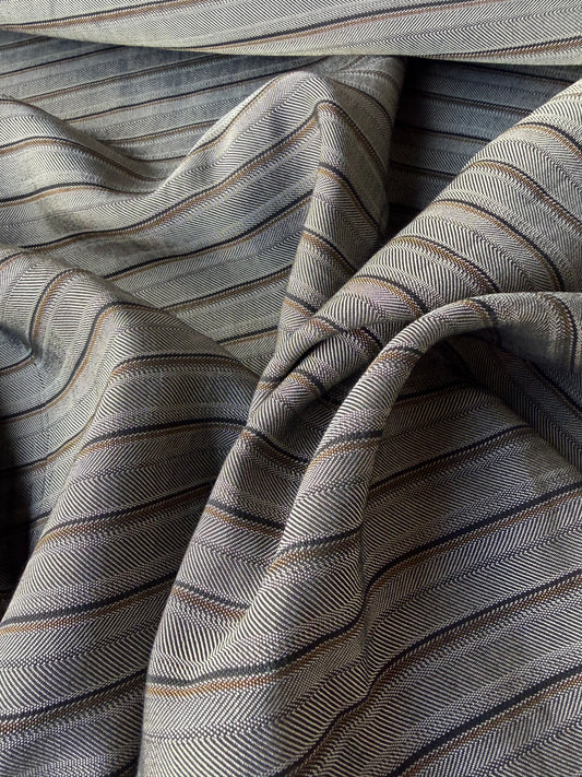 ISE 003 shiny striped suiting fabric with cotton
