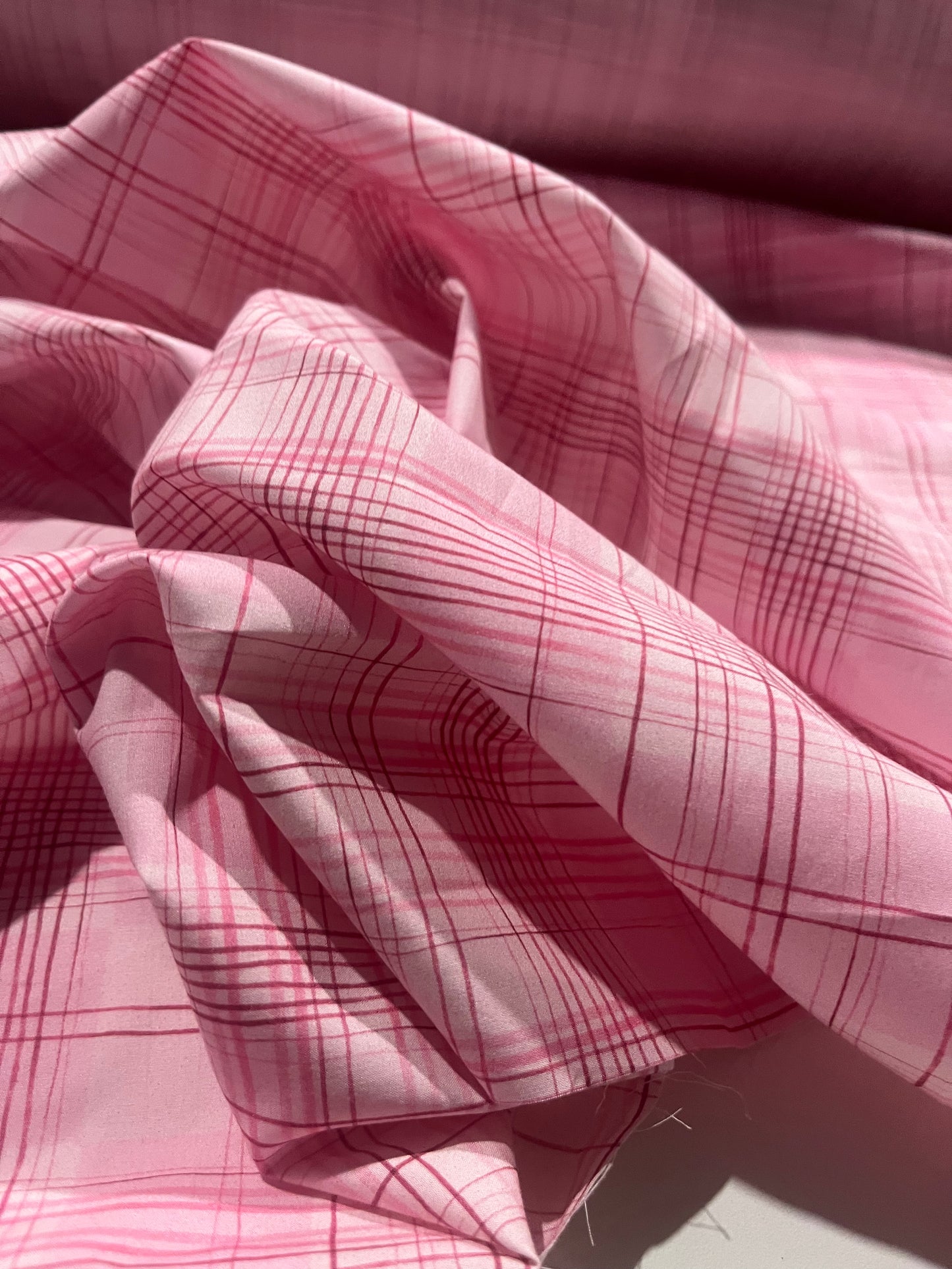ELLA 010 cotton poplin pink checkered print