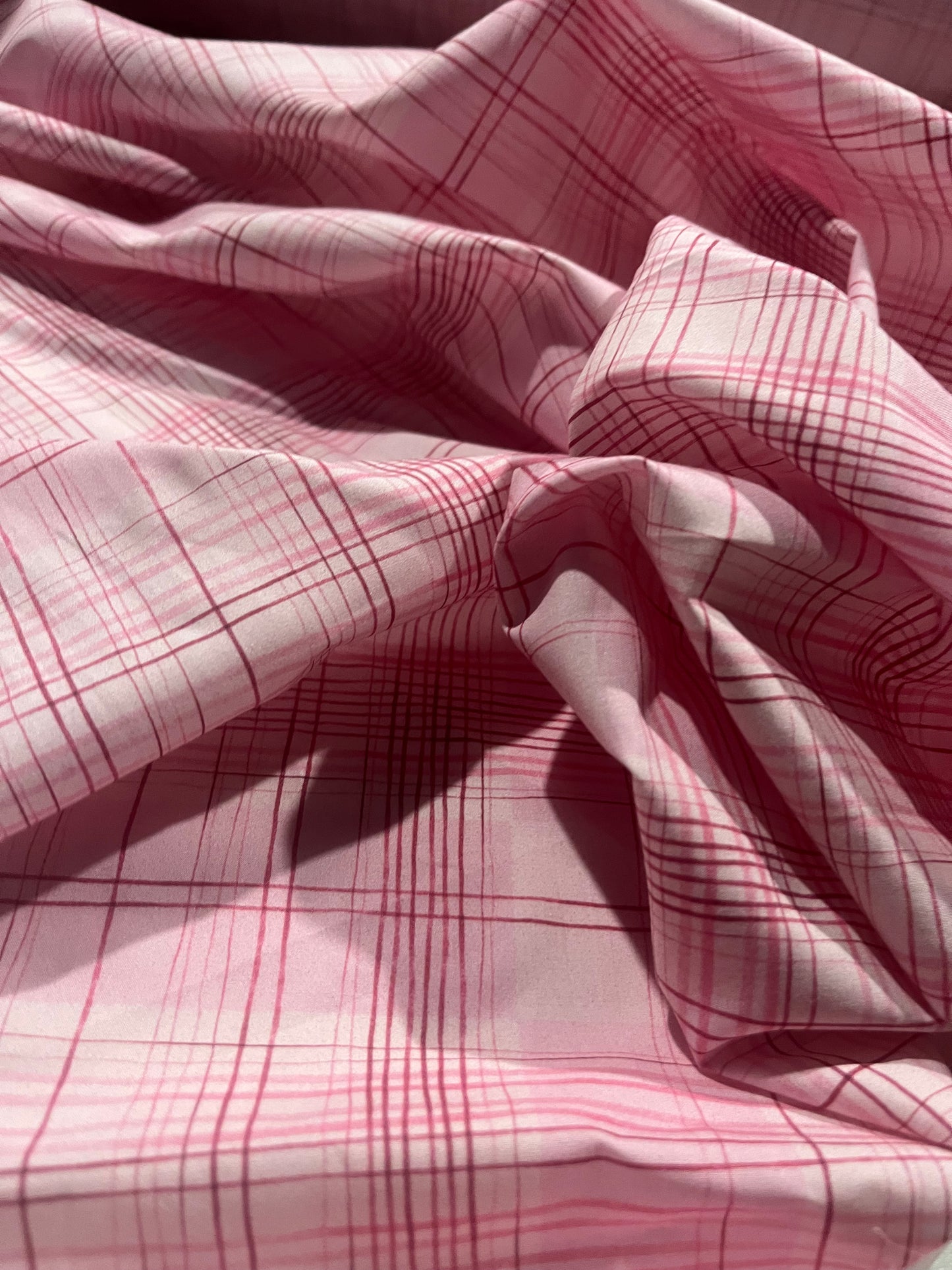 ELLA 010 cotton poplin pink checkered print