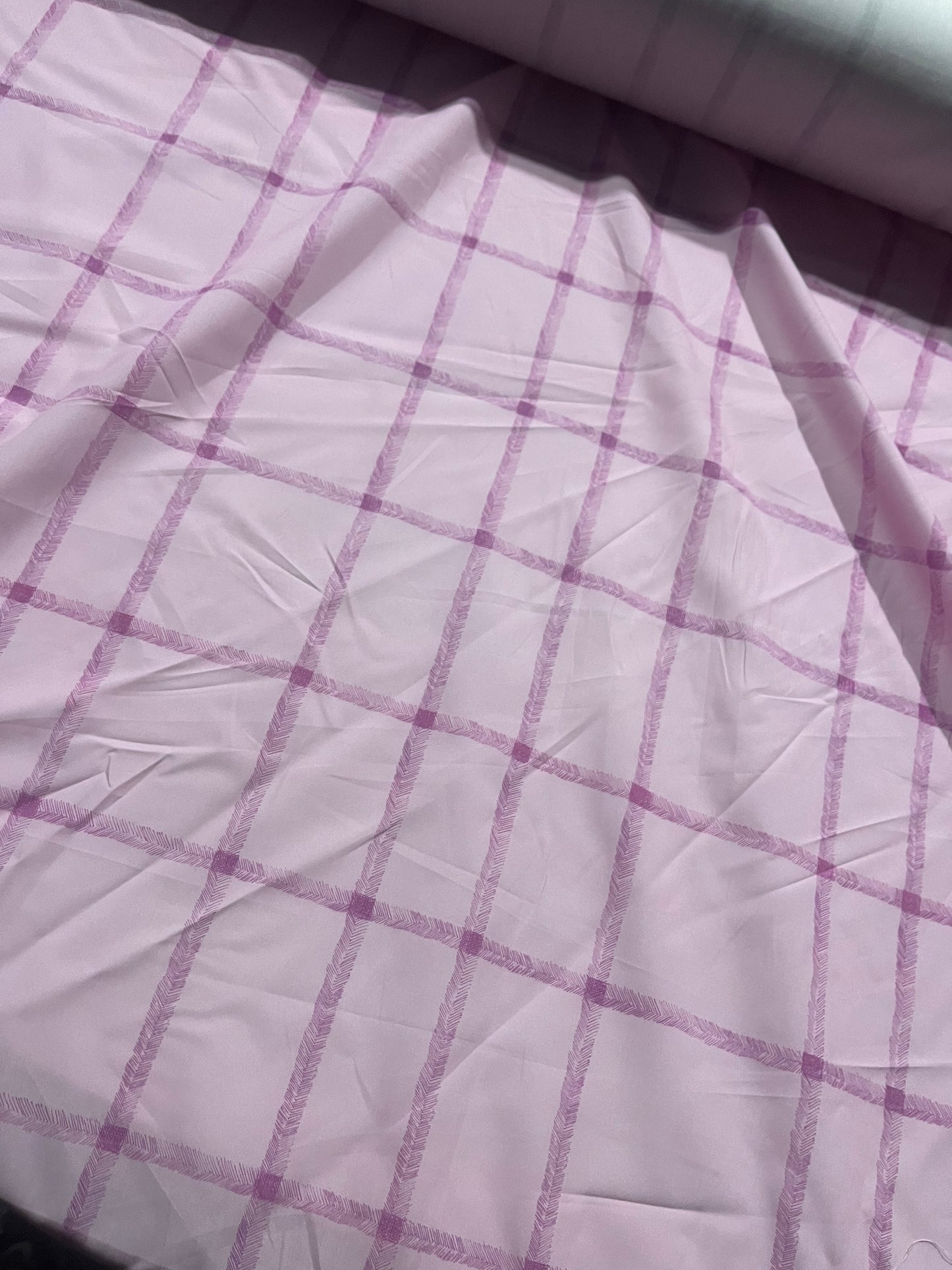 ELLA 011 cotton poplin stretch lilac checkered print