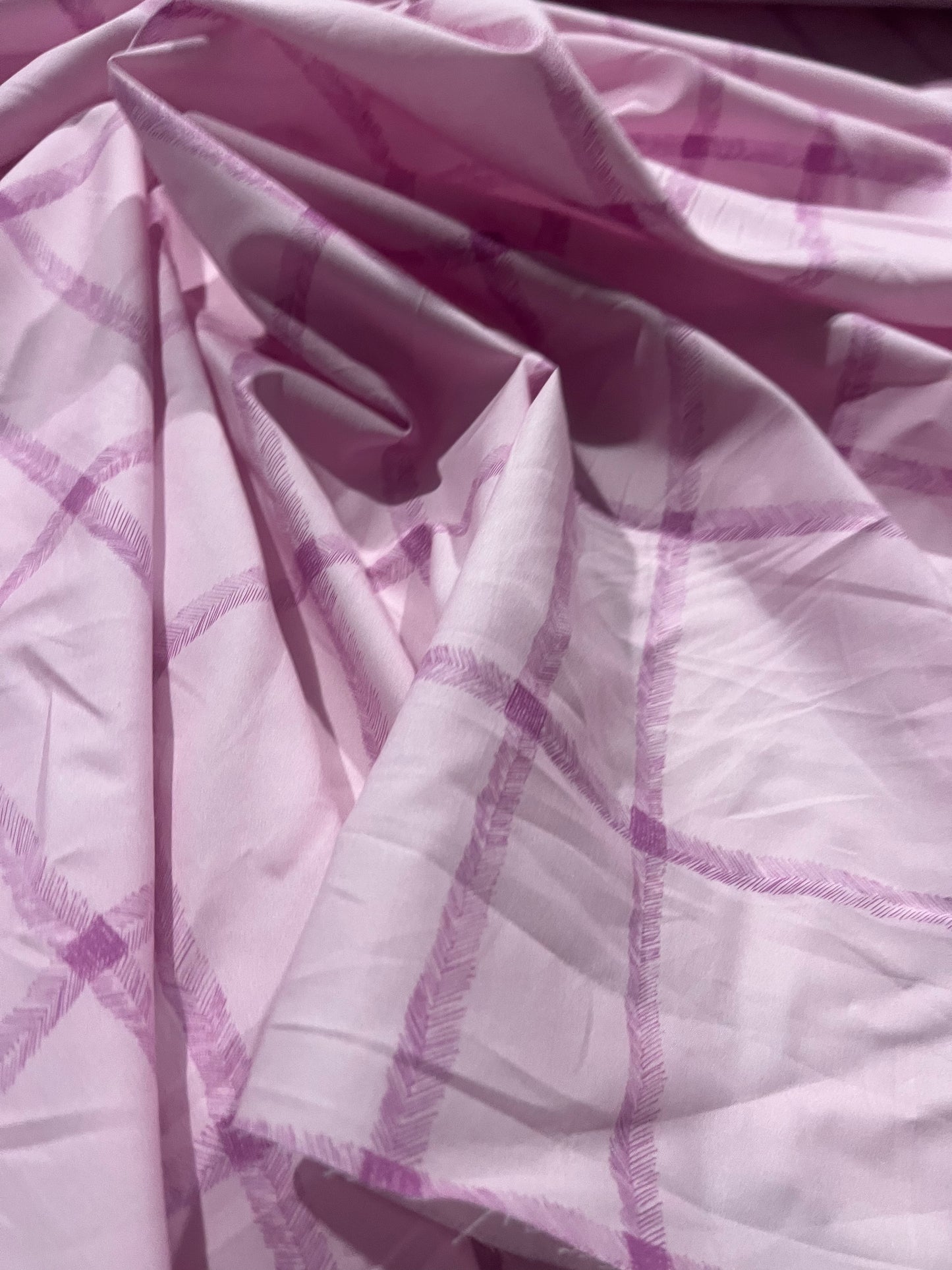 ELLA 011 cotton poplin stretch lilac checkered print