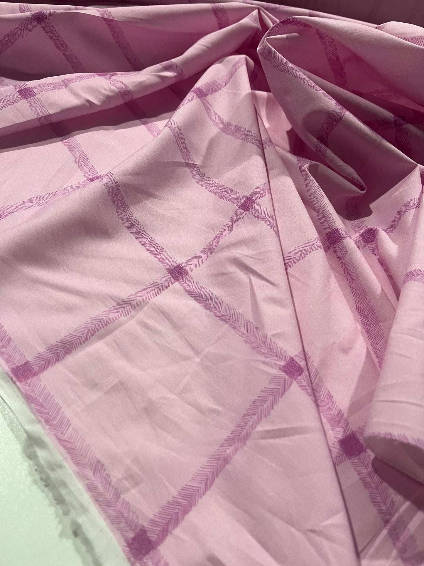 ELLA 011 cotton poplin stretch lilac checkered print