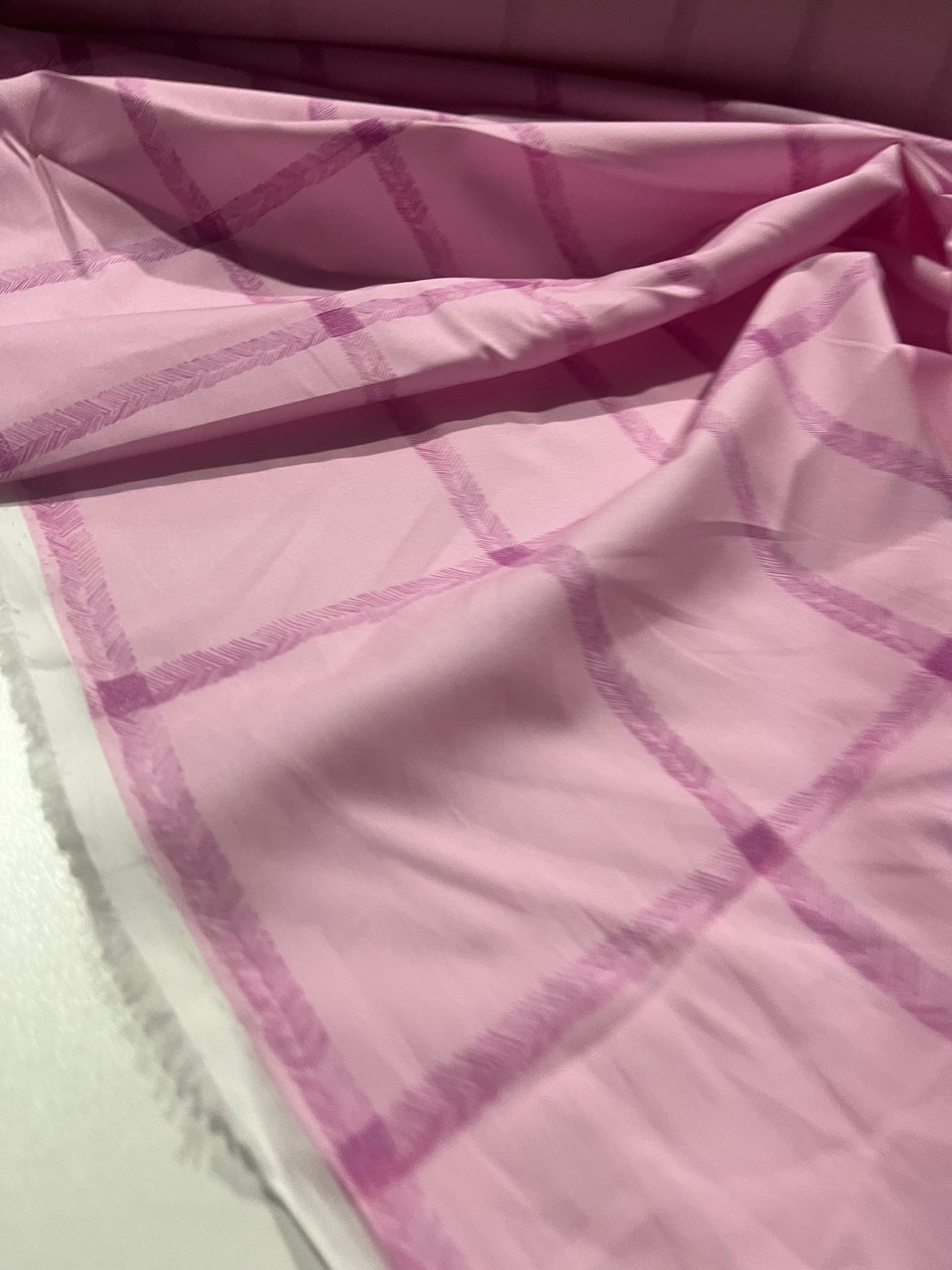 ELLA 011 cotton poplin stretch lilac checkered print