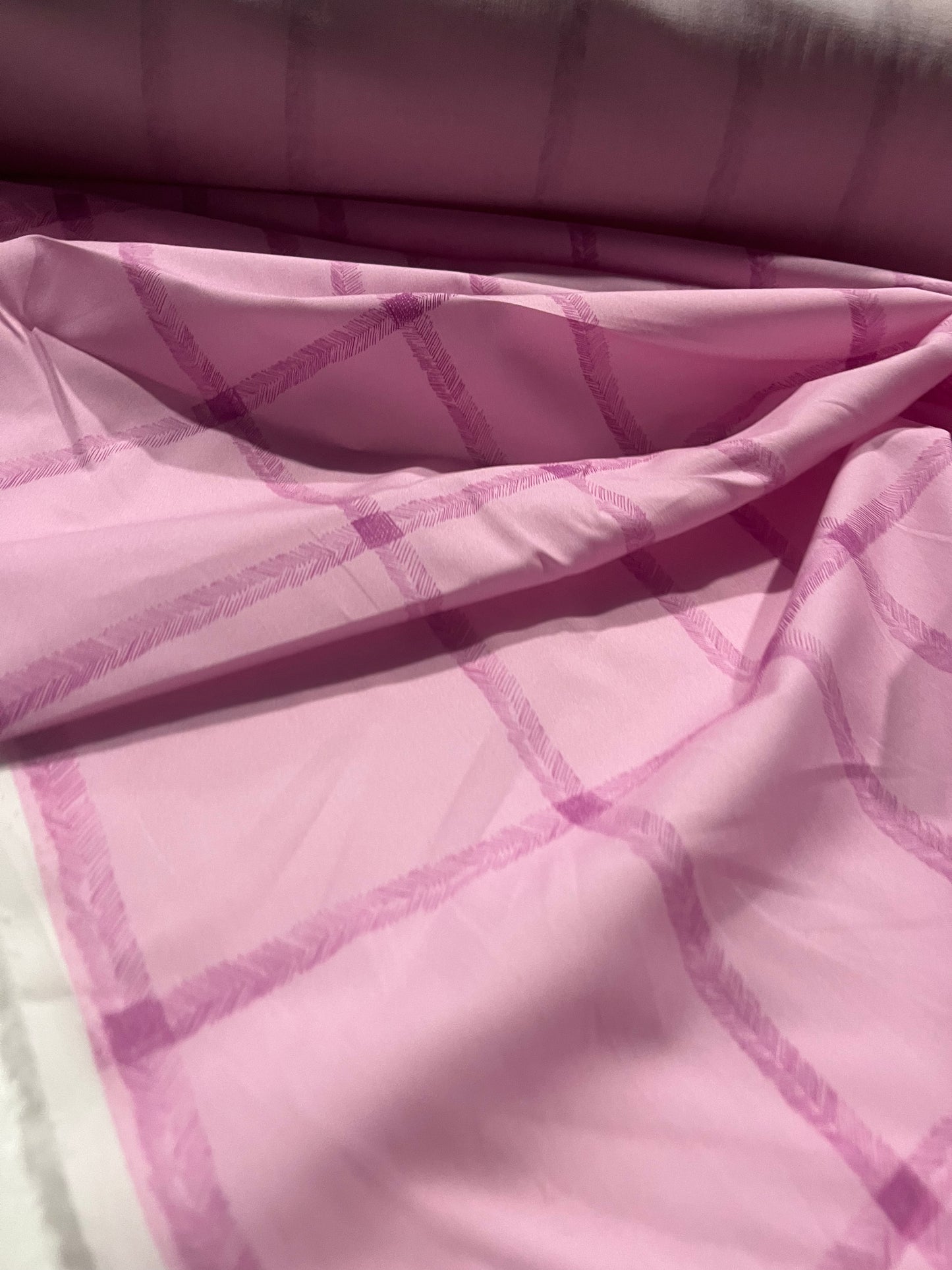 ELLA 011 cotton poplin stretch lilac checkered print