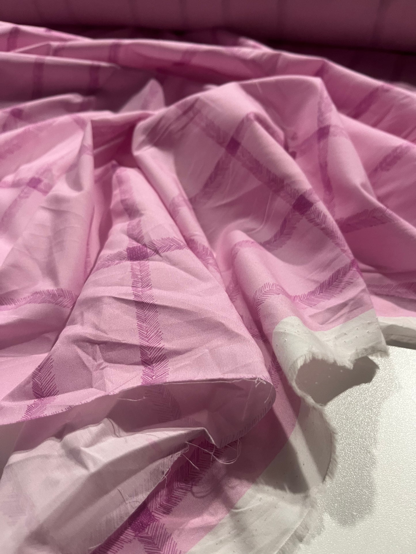 ELLA 011 cotton poplin stretch lilac checkered print