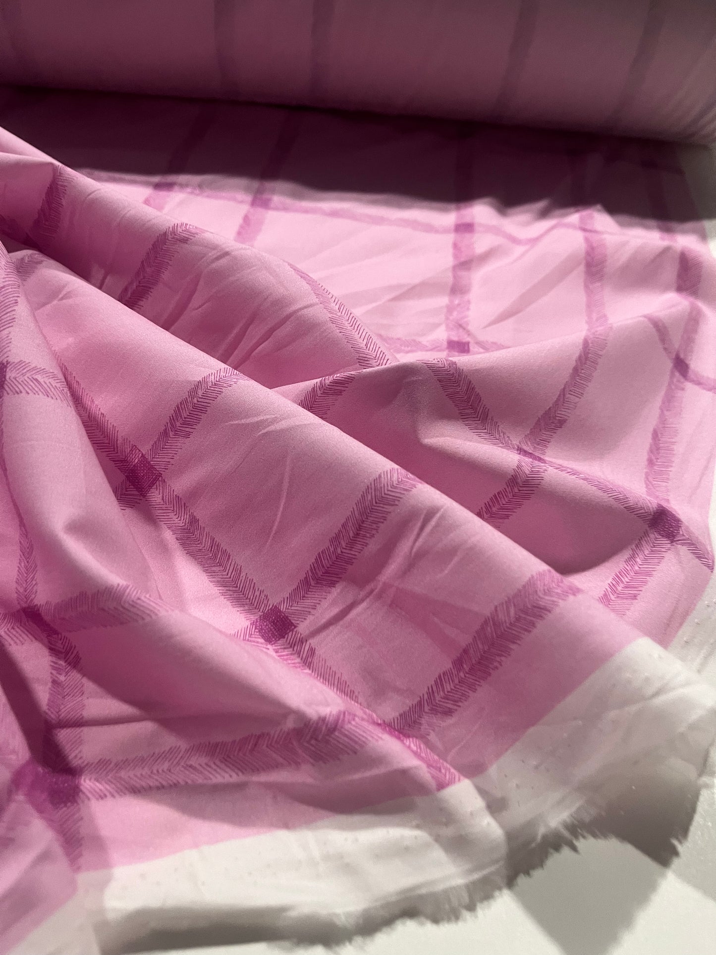 ELLA 011 cotton poplin stretch lilac checkered print