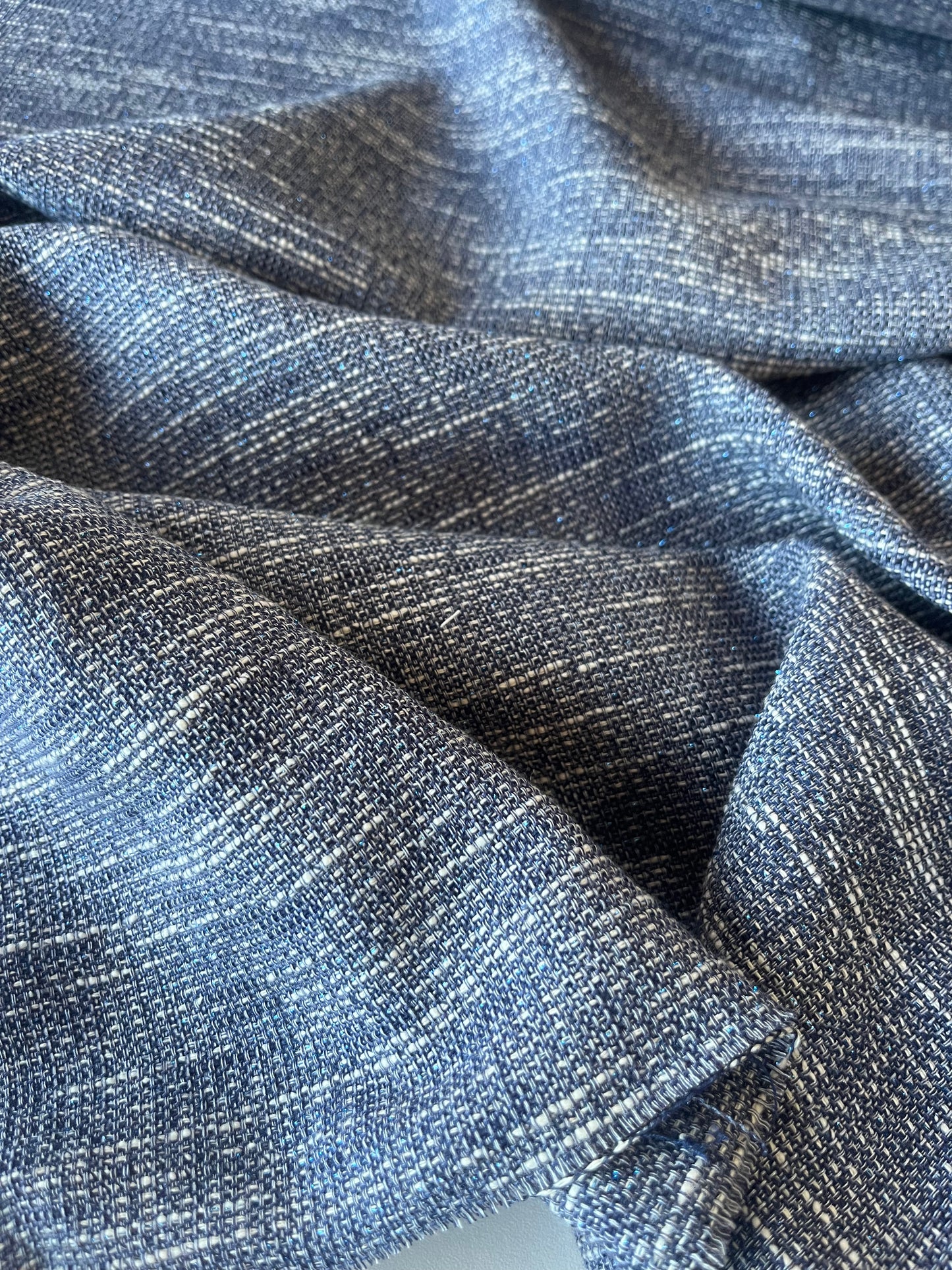 GAUTIER 007 cotton tweed indigo with lurex ( silver)