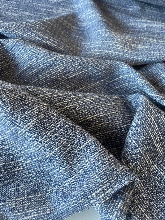GAUTIER 007 cotton tweed indigo with lurex ( silver)