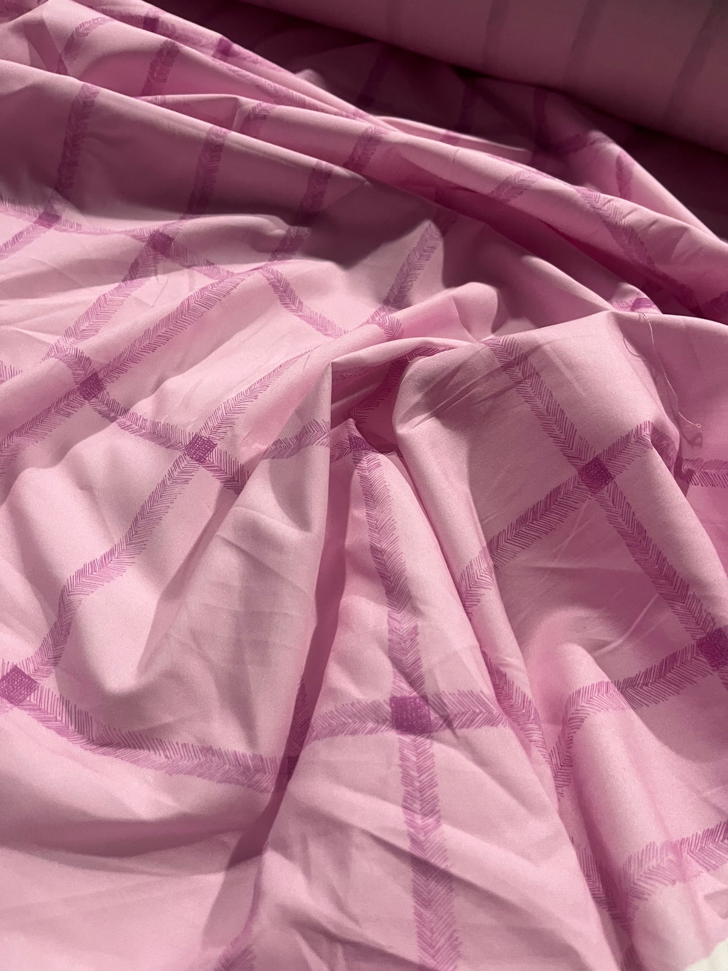 ELLA 011 cotton poplin stretch lilac checkered print