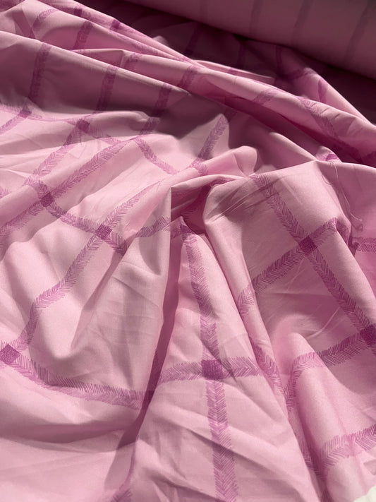 ELLA 011 cotton poplin stretch lilac checkered print