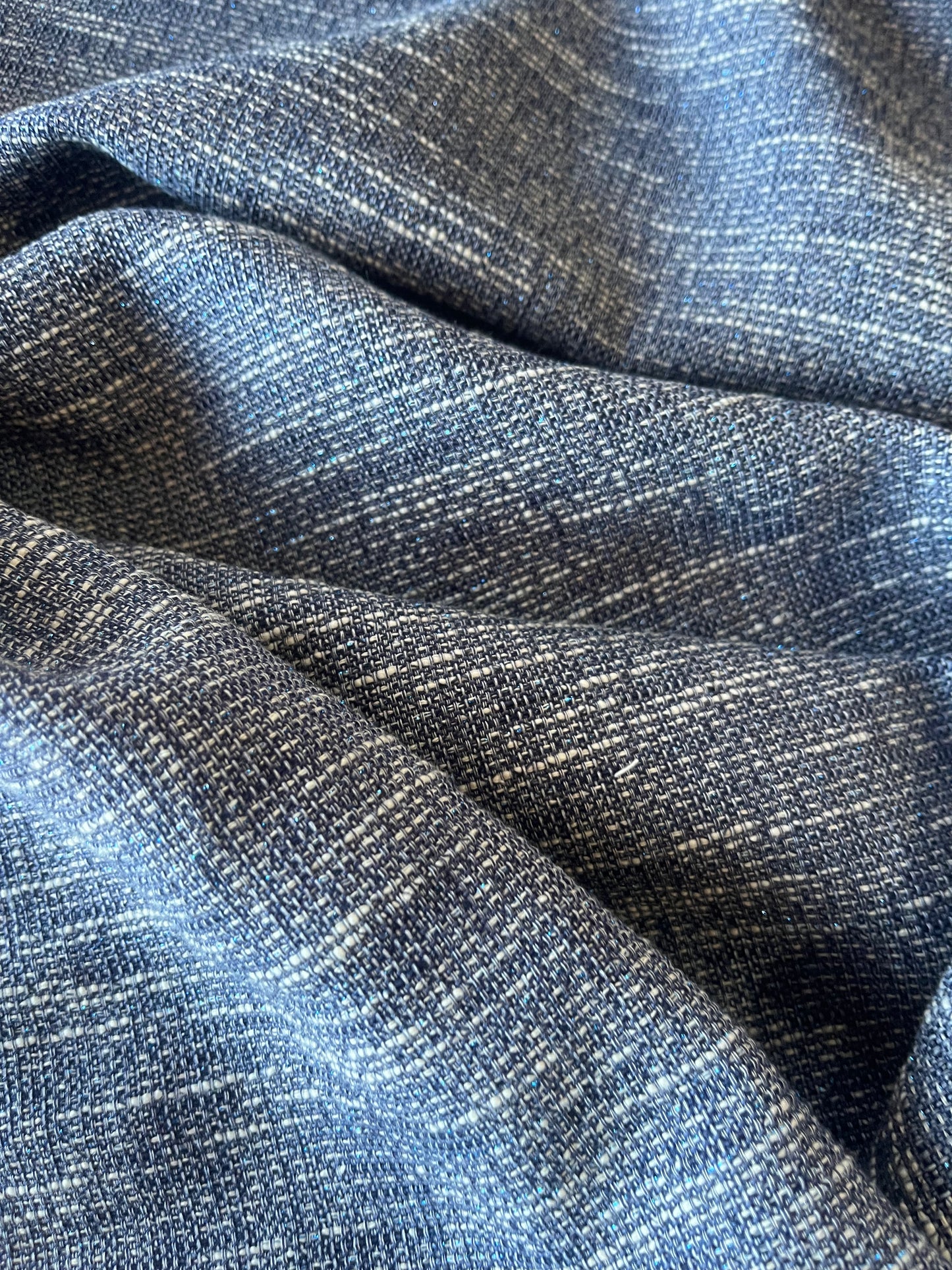 GAUTIER 007 cotton tweed indigo with lurex ( silver)