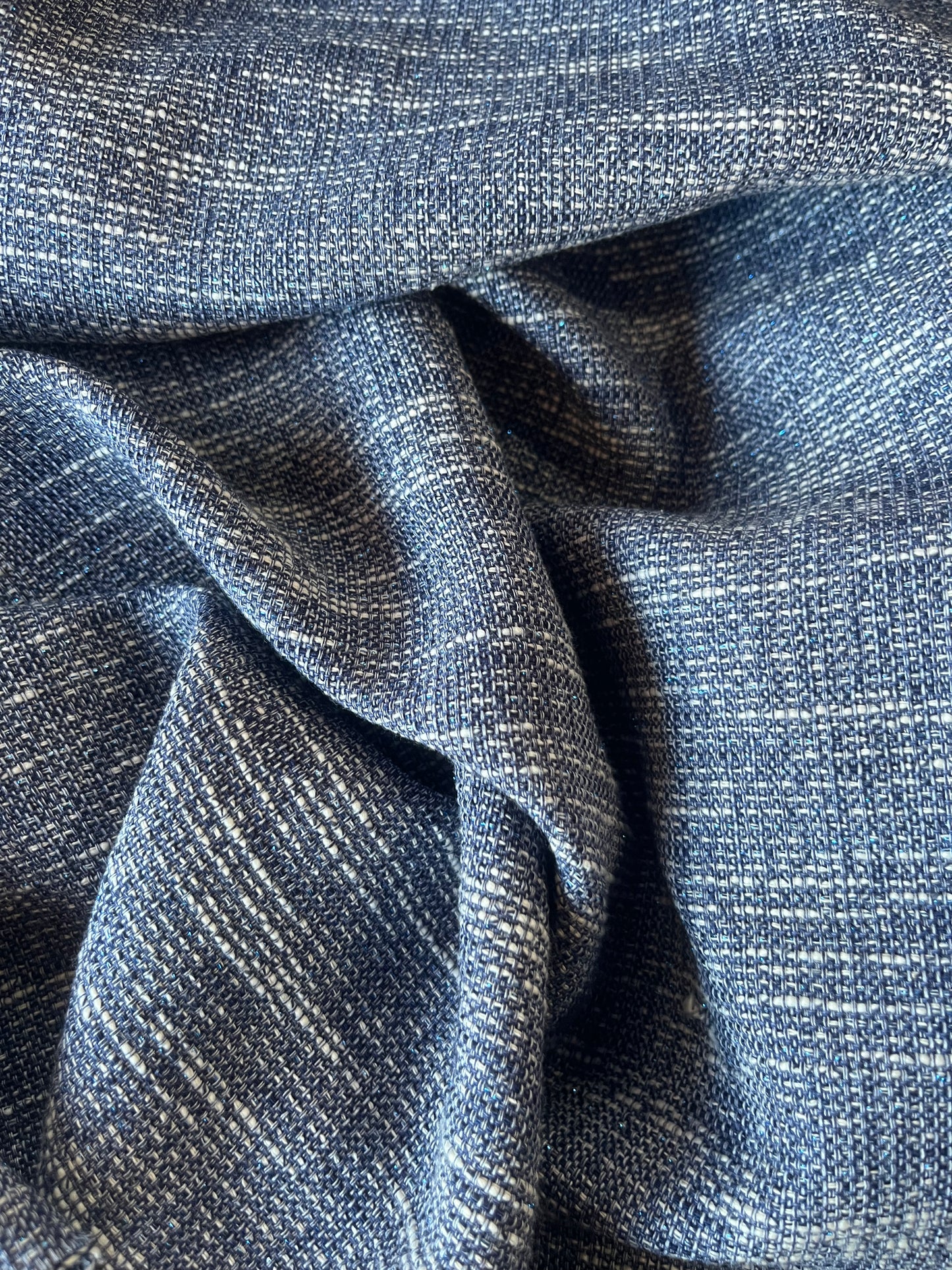 GAUTIER 007 cotton tweed indigo with lurex ( silver)