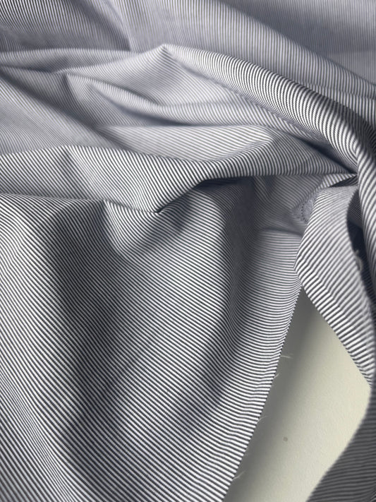 POLO 040 poplin stretch hairline stripe black/white