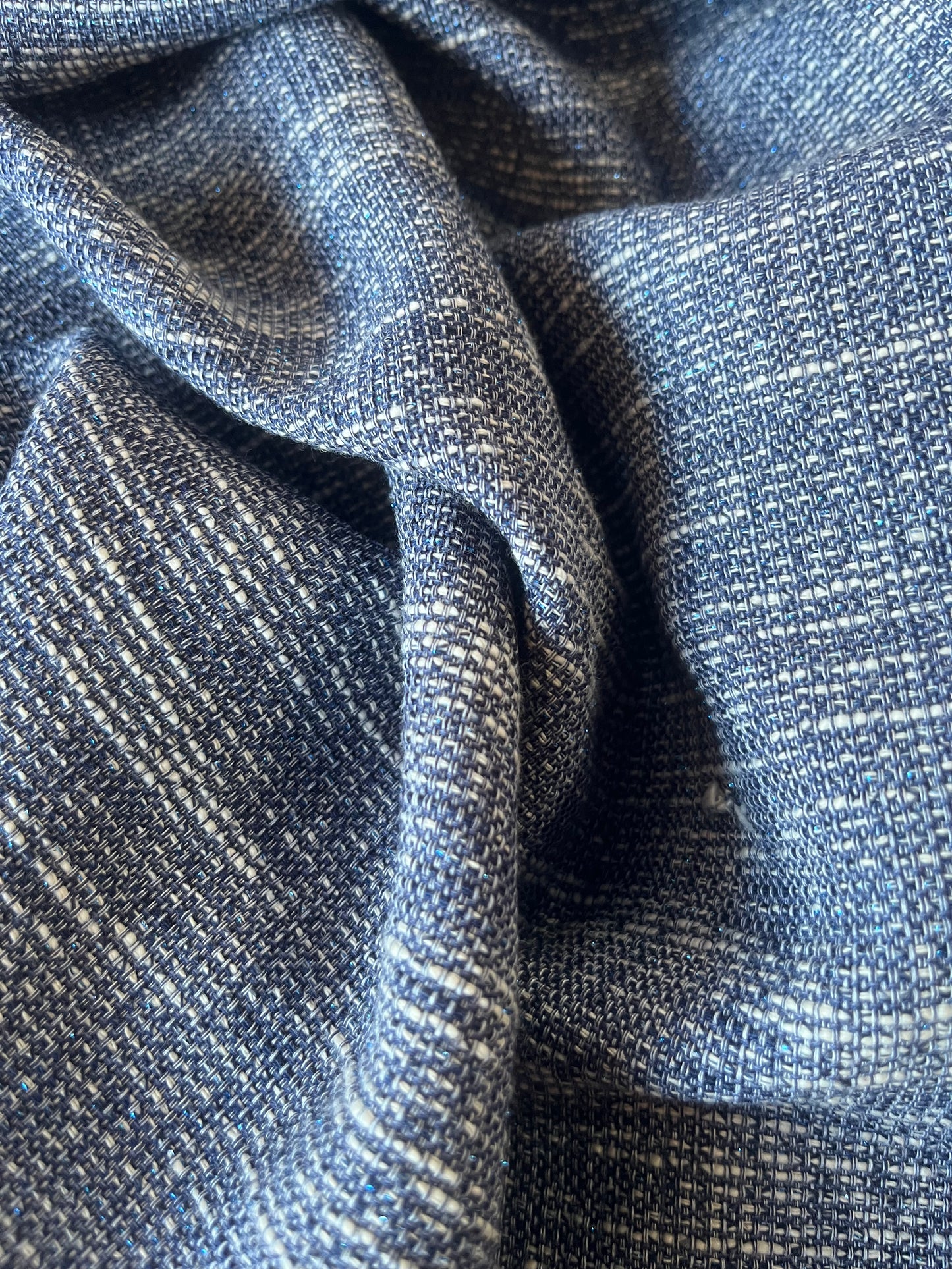 GAUTIER 007 cotton tweed indigo with lurex ( silver)