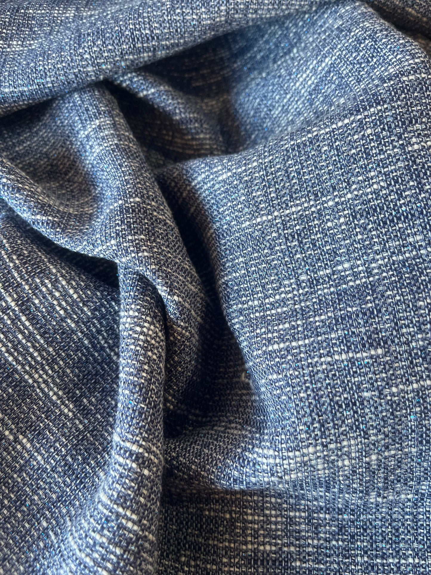 GAUTIER 007 cotton tweed indigo with lurex ( silver)