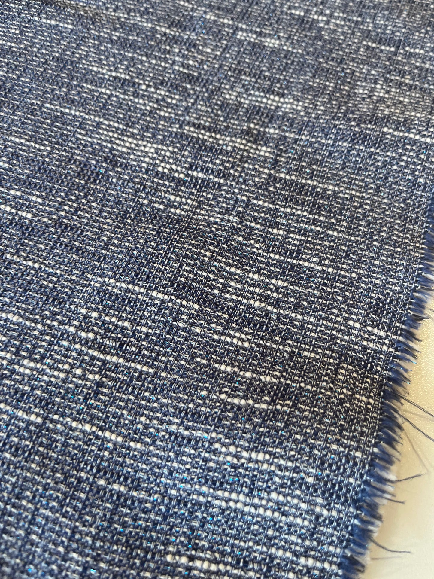 GAUTIER 007 cotton tweed indigo with lurex ( silver)