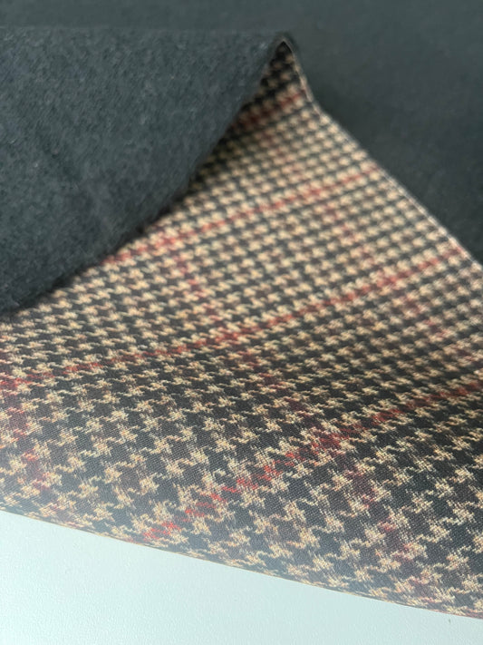 FLAVIO 002 double face wool pied de poule brown camel