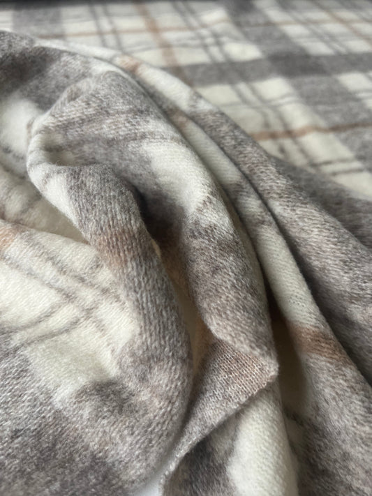FLAVIO 004  Wool jersey check cream/brown