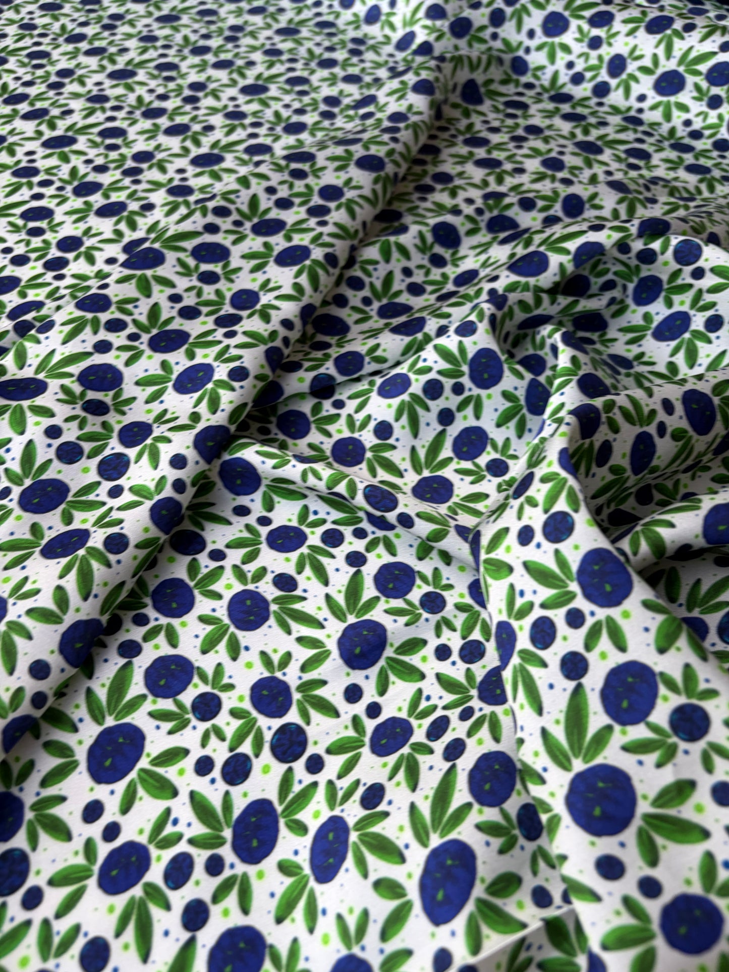 HOMER 007 viscose satin print blue berries