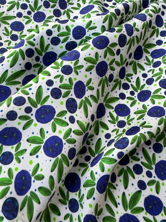 PC HOMER 007 viscose satin print blue berries