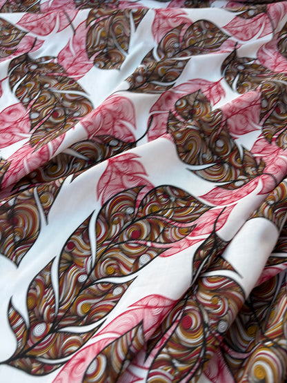HOMER 012 cotton voile red swirly leaves print