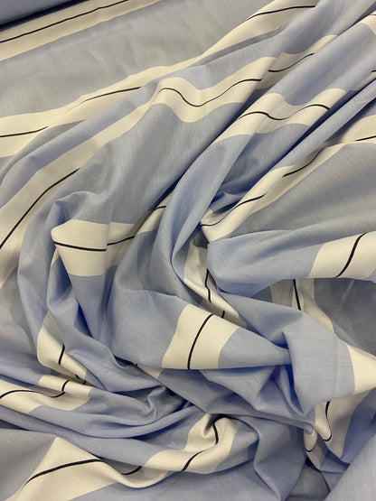Jonny 019 striped cotton shirting fabric light blue-white