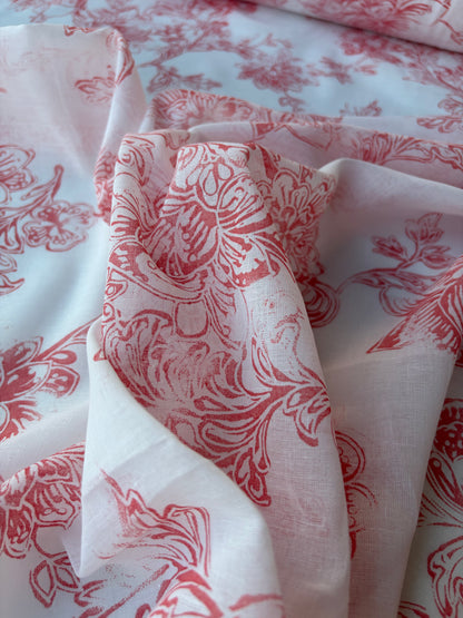 HOMER 013 cotton voile soft pink flowerprint