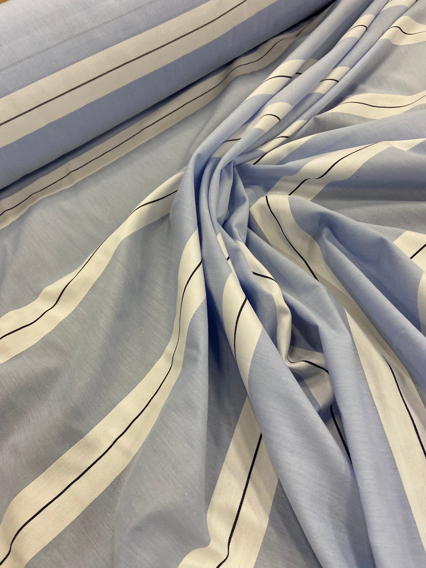 Jonny 019 striped cotton shirting fabric light blue-white