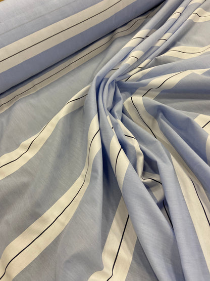 Jonny 019 striped cotton shirting fabric light blue-white