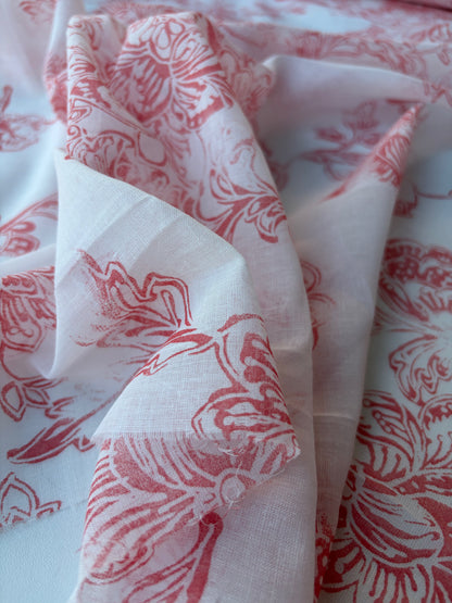 HOMER 013 cotton voile soft pink flowerprint
