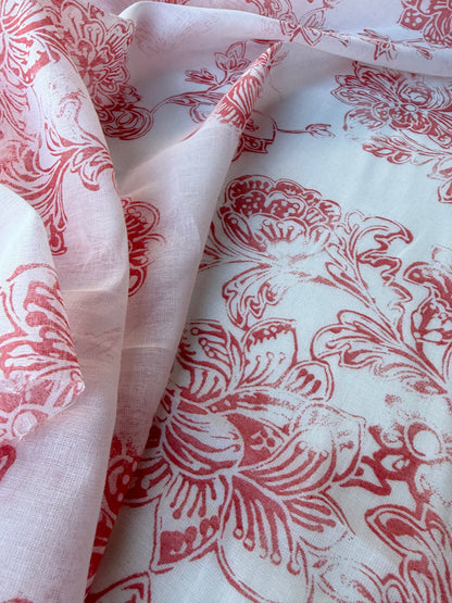 HOMER 013 cotton voile soft pink flowerprint