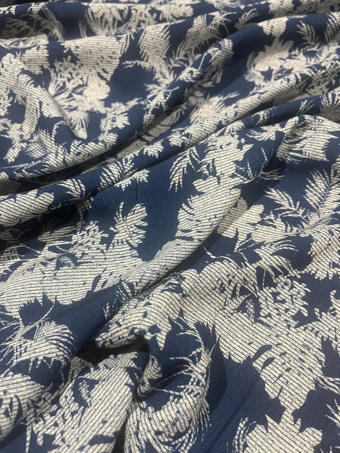 D03 JOJO 530 viscose voile stripes with indigo print