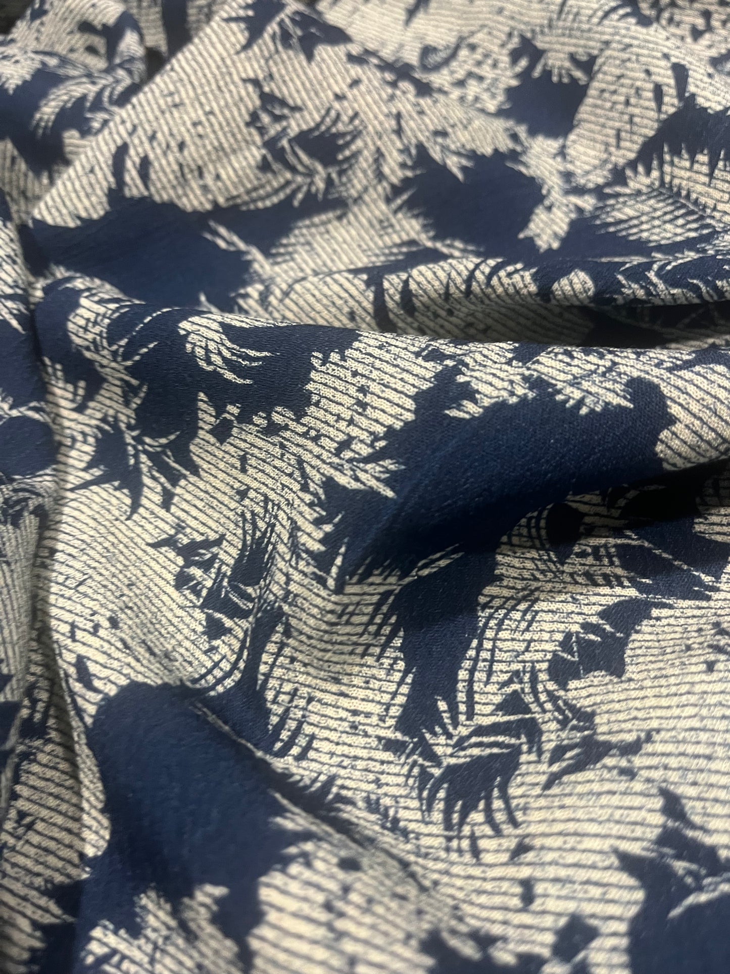 D03 JOJO 530 viscose voile stripes with indigo print