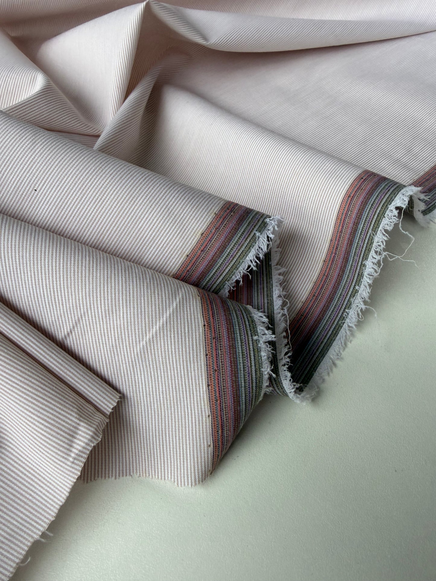 ISE 017 cotton shirting stripes salmon/white