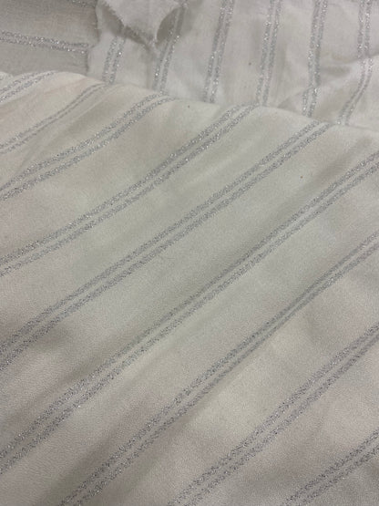 Jonny 017 viscose crêpe white with striped silver lurex