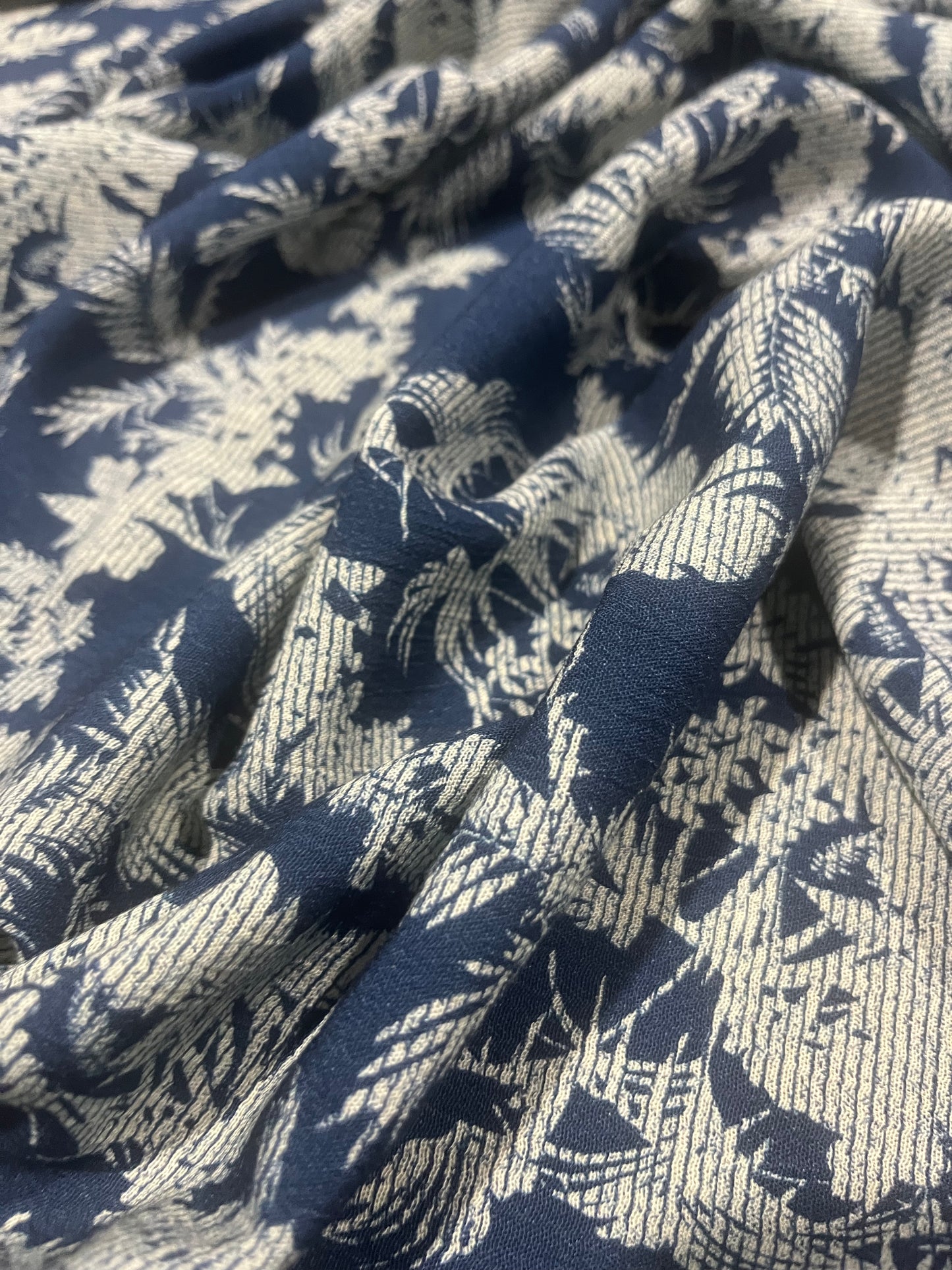 D03 JOJO 530 viscose voile stripes with indigo print