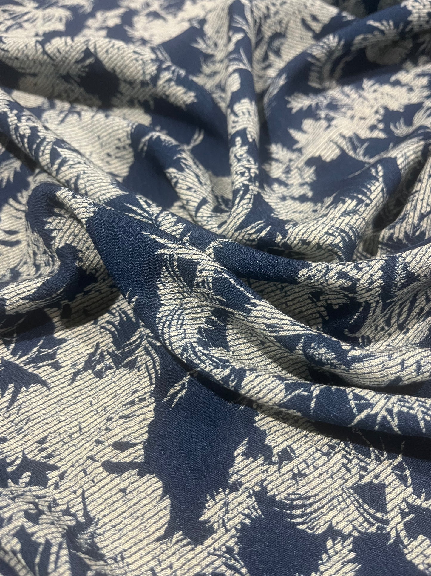 D03 JOJO 530 viscose voile stripes with indigo print