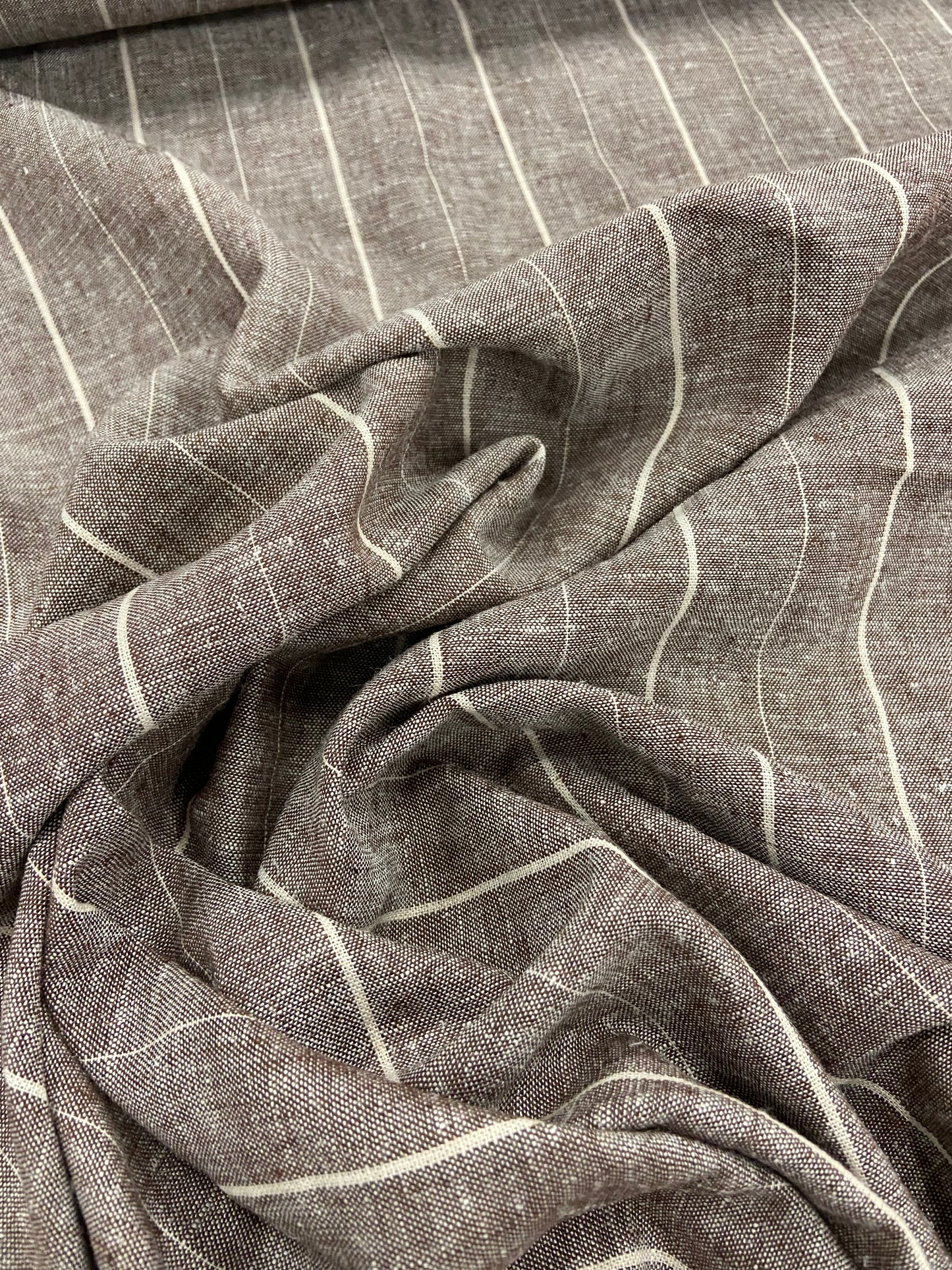 Jonny 016 midweight cotton/linnen jacquard brown-ecru stripe