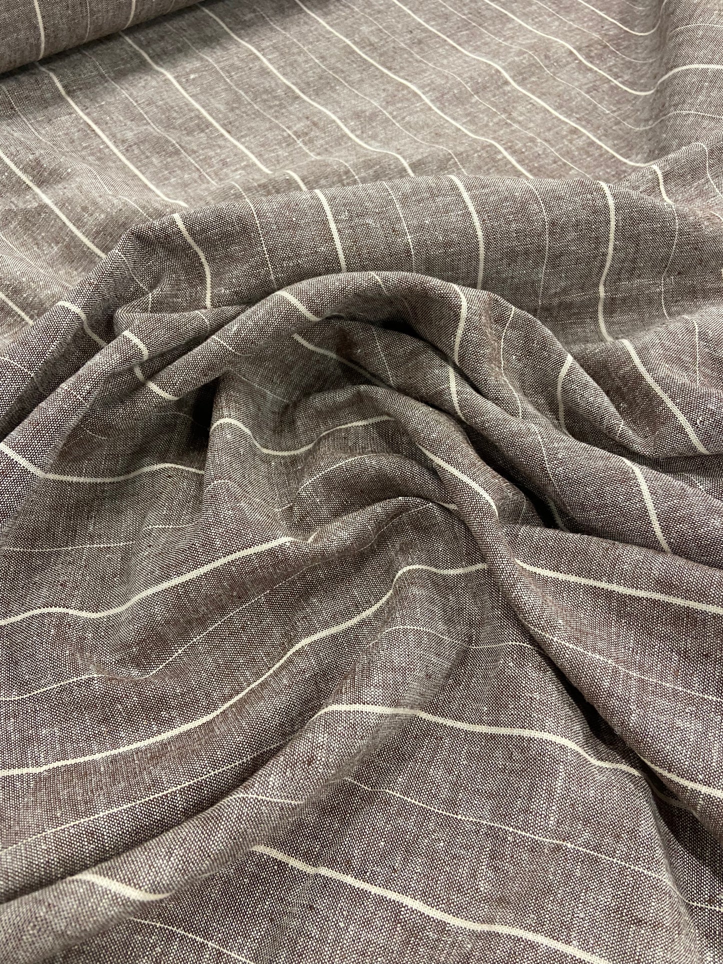 Jonny 016 midweight cotton/linnen jacquard brown-ecru stripe