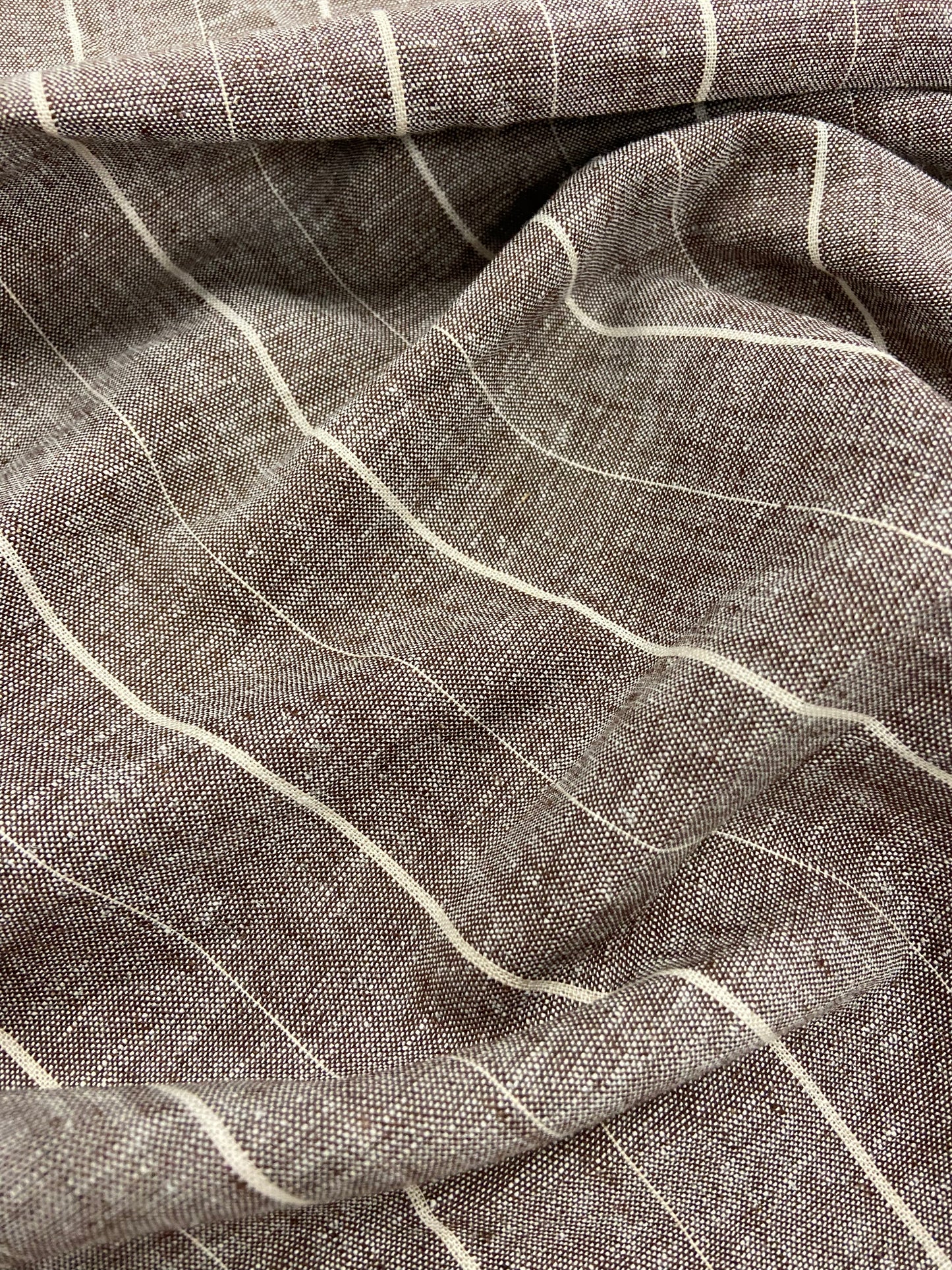 Jonny 016 midweight cotton/linnen jacquard brown-ecru stripe