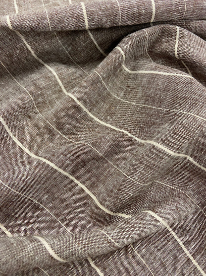 Jonny 016 midweight cotton/linnen jacquard brown-ecru stripe