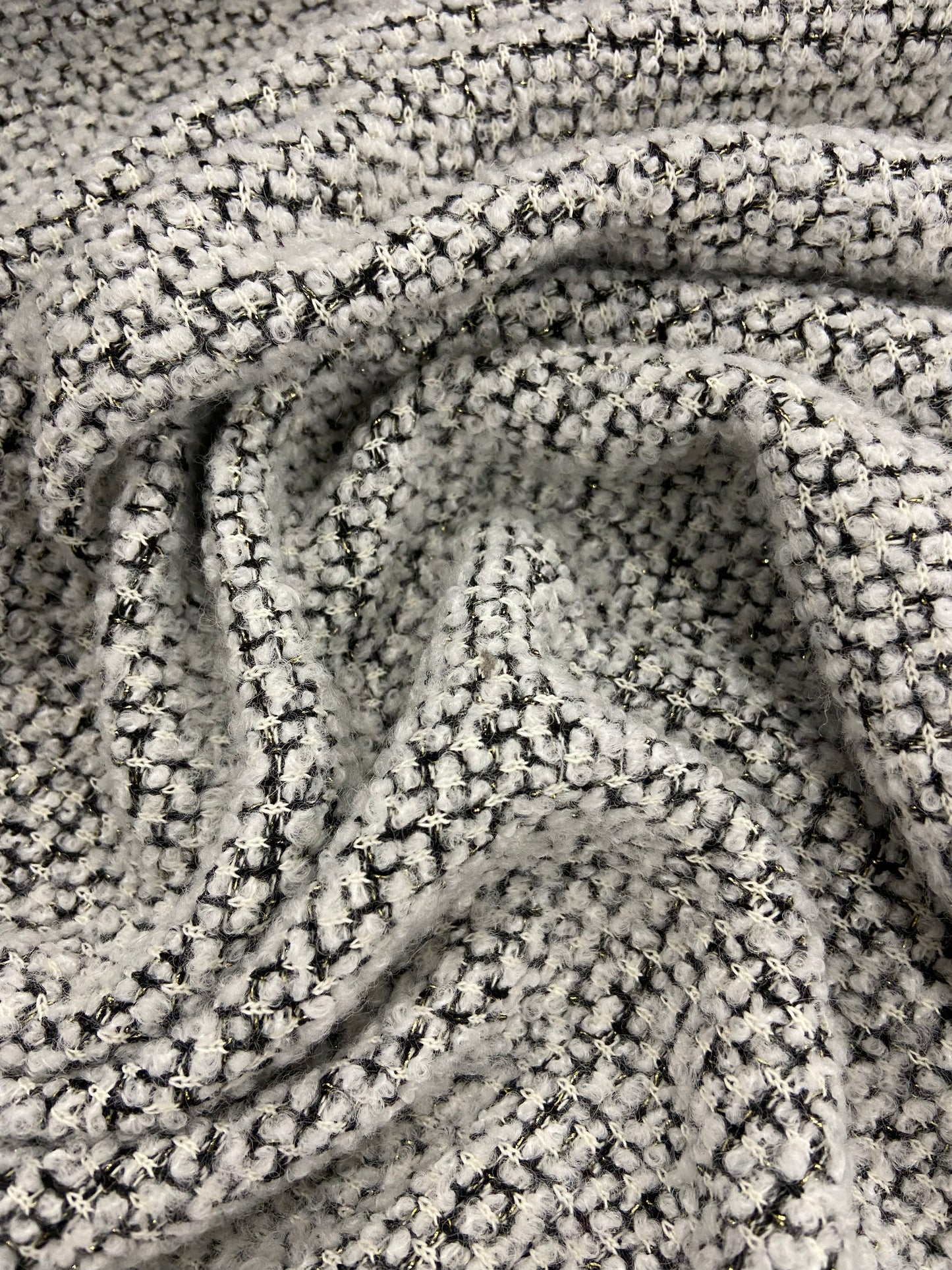Jonny 009 tweed bouclette black-white with gold lurex