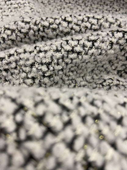 Jonny 009 tweed bouclette black-white with gold lurex
