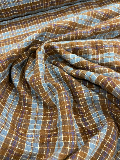 Jonny 008 seersucker flanel brown-bleu check