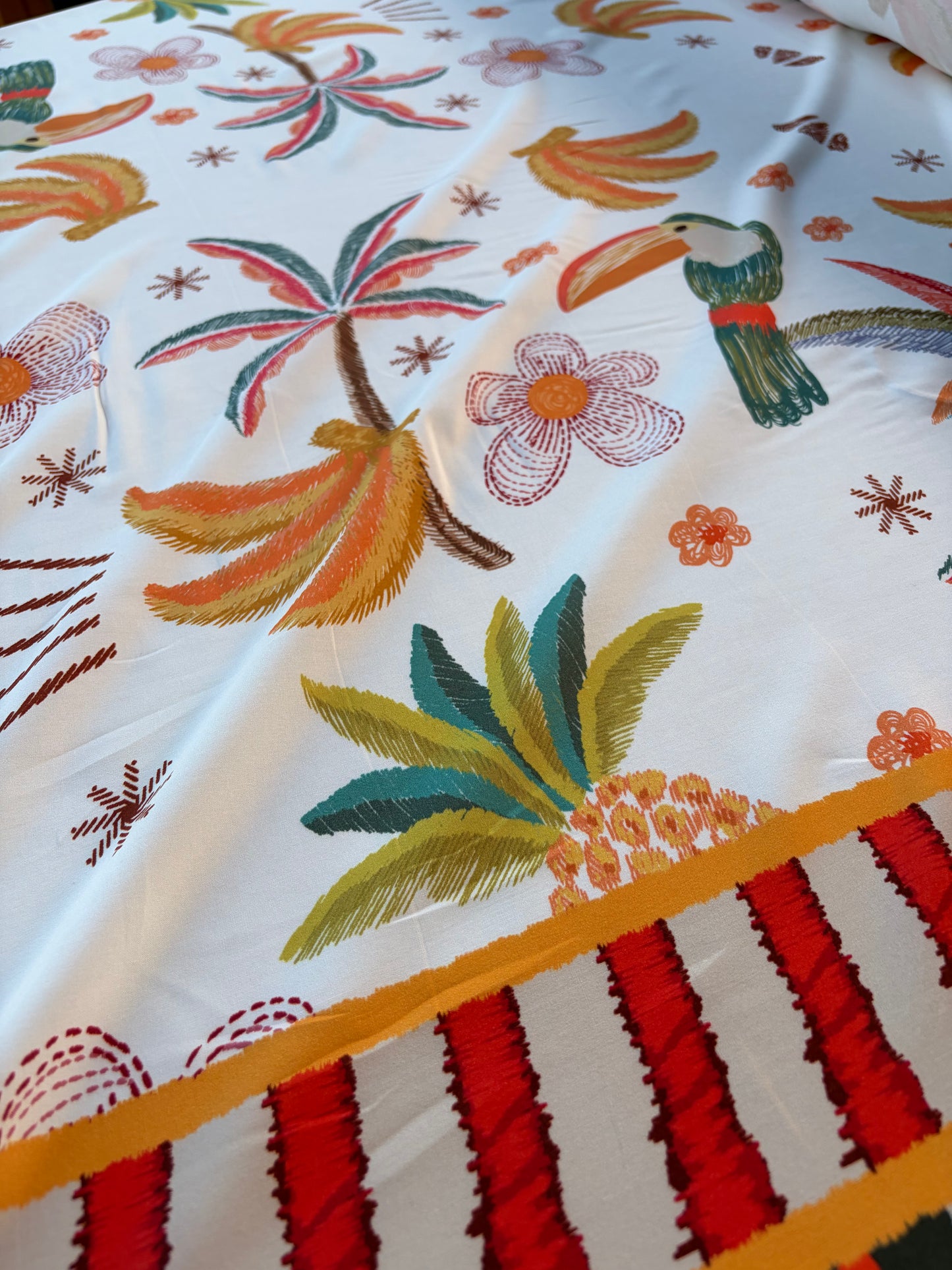 HOMER 025 viscose print double border checks and palmtrees