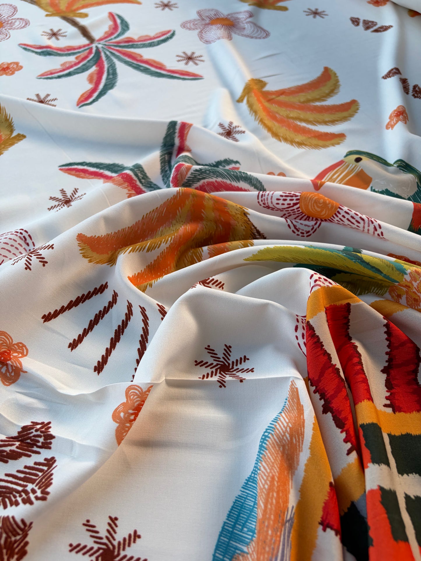 HOMER 025 viscose print double border checks and palmtrees