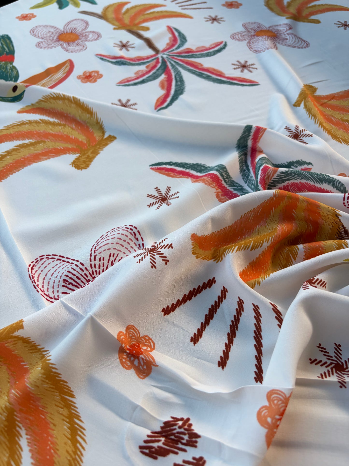 HOMER 025 viscose print double border checks and palmtrees