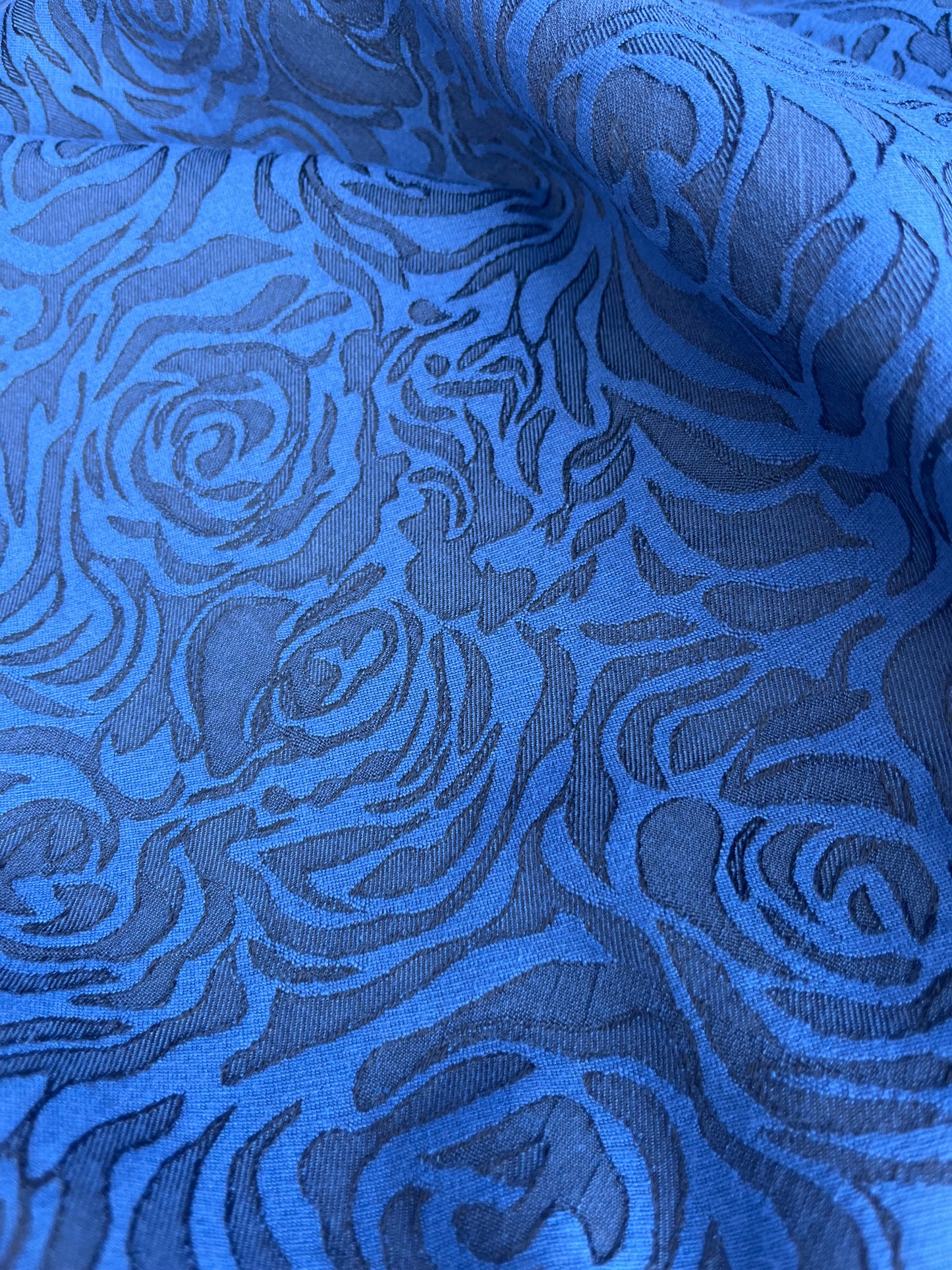 SPLASH 014 cotton stretch jacquard indigo flowers